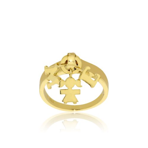 Δαχτυλίδι με Κρεμαστά Κίτρινο Χρυσό 14 Καρατίων Κ14 030573