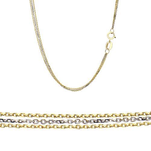 Γυναικεία Τριπλή Αλυσίδα από Κίτρινο και Λευκό Χρυσό 14 Καρατίων 030606