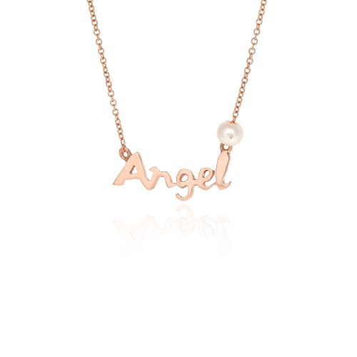 Μενταγιόν Angel με Αλυσίδα από Ροζ Χρυσό 9 Καρατίων Κ9 030653