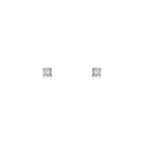 Μονόπετρα Σκουλαρίκια από Λευκό Χρυσό Κ18 με Διαμάντια Μπριγιάν 030705