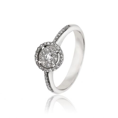 Δαχτυλίδι Ροζέτα απο Λευκό Χρυσό Κ18 με Διαμάντια Μπριγιάν 030712