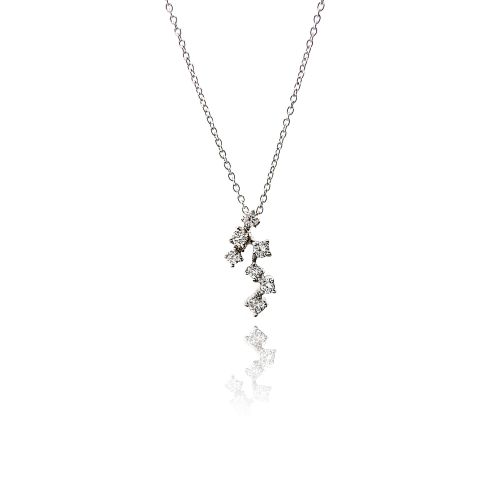 Κολιέ Μενταγιόν με Αλυσίδα από Λευκό Χρυσό Κ18 με Διαμάντια Μπριγιάν 030844