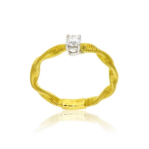 Μονόπετρο Δαχτυλίδι Κίτρινο και Λευκό Χρυσό Κ18 με Διαμάντι Μπριγιάν 031095