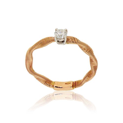 Μονόπετρο Δαχτυλίδι Ροζ Χρυσό Κ18 με Διαμάντι Μπριγιάν 031097
