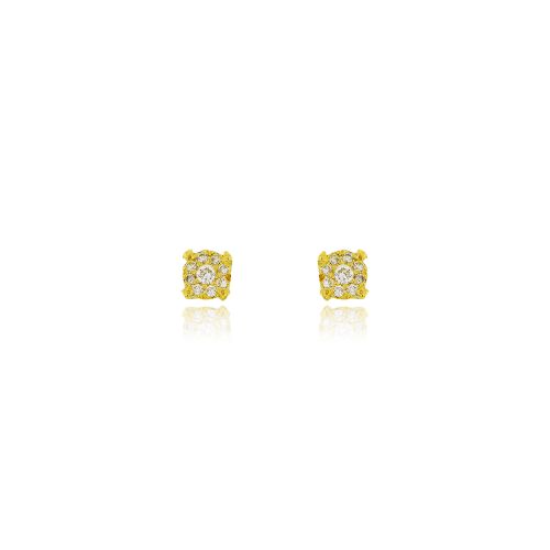 Σκουλαρίκια Ροζέτες απο Κίτρινο Χρυσό Κ18 με Διαμάντια Μπριγιάν 031347