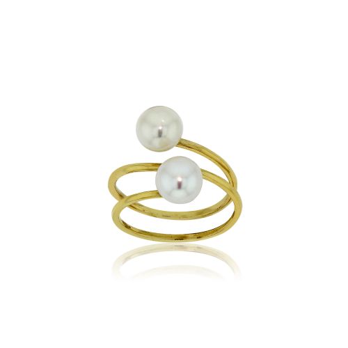 Δαχτυλίδι Κίτρινο Χρυσό 14 Καρατίων Κ14 με Μαργαριτάρια 031498