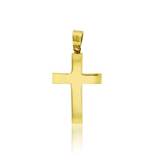 Σταυρός Βάπτισης για Αγόρι Σκέτος από Κίτρινο Χρυσό 14 Καρατίων 031739