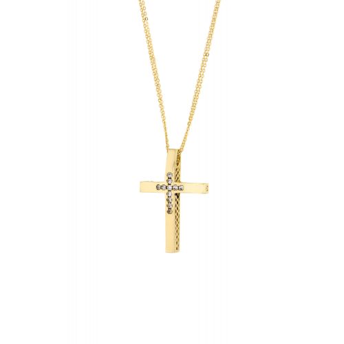 Σταυρός Βάπτισης Val΄Oro με Αλυσίδα για Κορίτσι Κίτρινο Χρυσό Κ14 με Πέτρες Ζιργκόν 031861