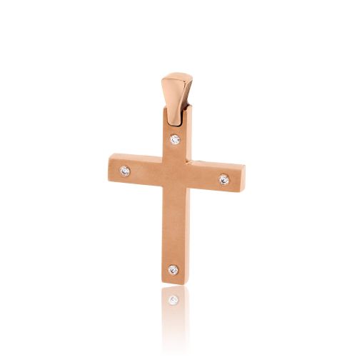 Βαπτιστικός Σταυρός Val΄Oro για Κορίτσι Ροζ Χρυσό Κ14 με Πέτρες Ζιργκόν 031880