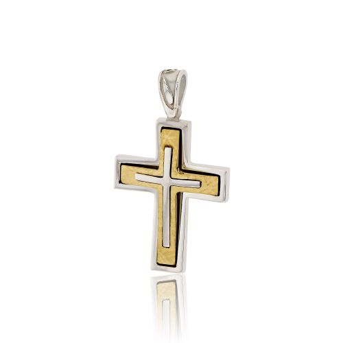 Βαπτιστικός Σταυρός Val΄Oro για Αγόρι Σκέτος Κίτρινο και Λευκό Χρυσό Κ14 031901