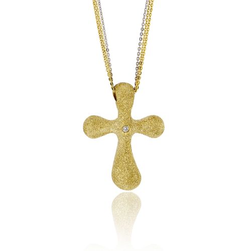 Βαπτιστικός Σταυρός Val΄Oro με Αλυσίδα για Κορίτσι Κίτρινο Χρυσό Κ14 με Διαμάντι Μπριγιάν 031924