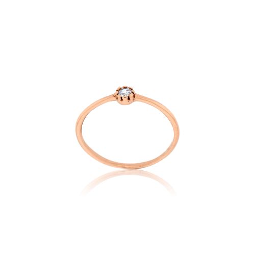 Δαχτυλίδι Μονόπετρο απο Ροζ Χρυσό Κ14 με Πέτρες Ζιργκόν 031935