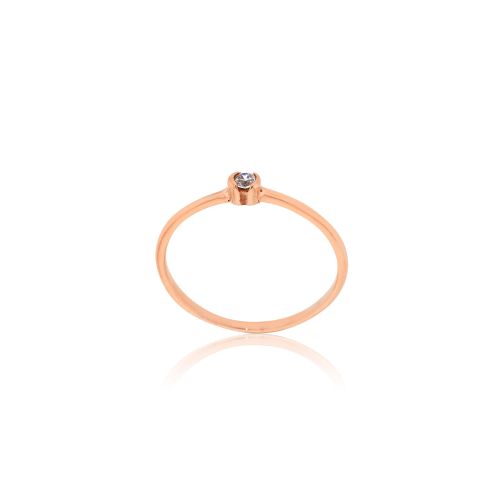 Δαχτυλίδι Μονόπετρο Ροζ Χρυσό 14 Καρατίων Κ14 με Πέτρες Ζιργκόν 031938