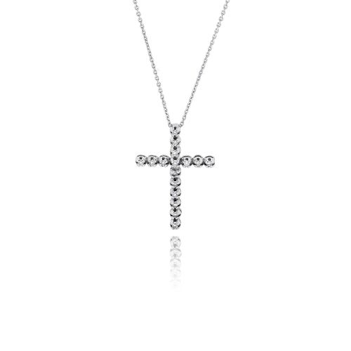 Σταυρός Βάπτισης με Αλυσίδα για Κορίτσι Λευκό Χρυσό Κ18 με Διαμάντια Μπριγιάν 032639
