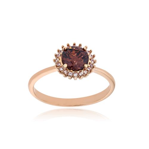 Δαχτυλίδι Ροζέτα από Ροζ Χρυσό 14 Καρατίων με Πέτρες Ζιργκόν 032647