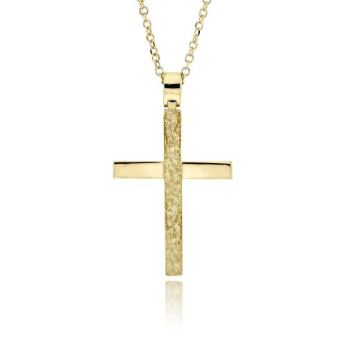 Σταυρός Βάπτισης με Αλυσίδα για Αγόρι Σκέτος από Κίτρινο Χρυσό Κ14 033036