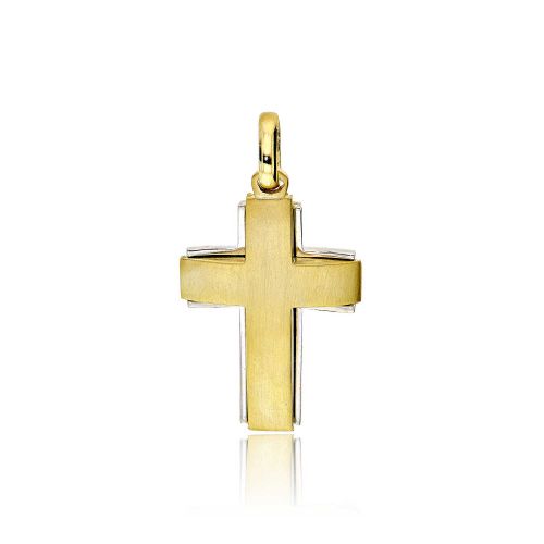 Σταυρός Βάπτισης για Αγόρι Σκέτος Λευκό και Κίτρινο Χρυσό Κ14 033040
