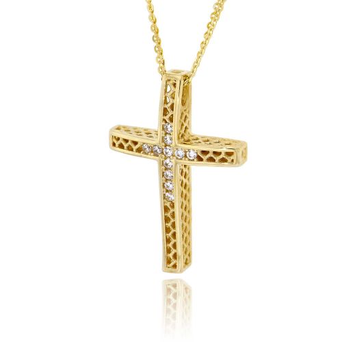 Σταυρός Βάπτισης Val΄Oro με Αλυσίδα για Κορίτσι Κίτρινο Χρυσό Κ14 033113