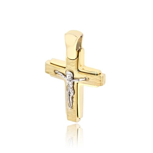 Σταυρός Βάπτισης Val΄Oro Εσταυρωμένος για Αγόρι Κίτρινο και Λευκό Χρυσό K14 033127