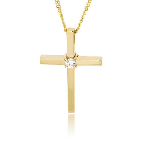 Σταυρός Βάπτισης με Αλυσίδα Val΄Oro για Κορίτσι Κίτρινο Χρυσό Κ14 033136