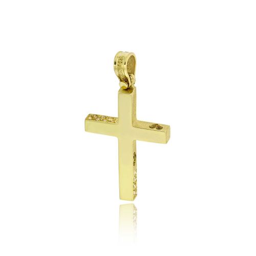 Σταυρός Βάπτισης Τριάντος για Κορίτσι Κίτρινο Χρυσό Κ14 033156