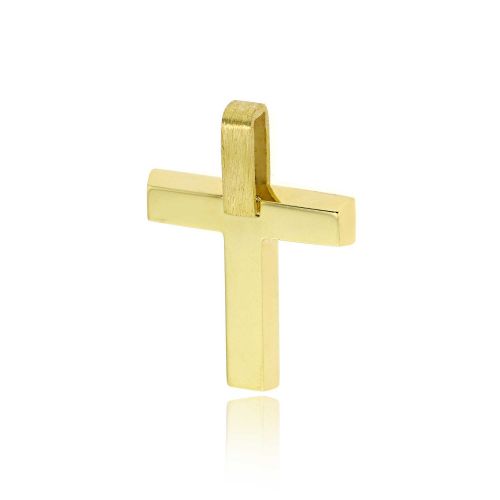 Σταυρός Βάπτισης για Αγόρι Τριάντος Σκέτος Κίτρινο Χρυσό Κ14 033163