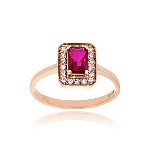 Δαχτυλίδι Ροζέτα από Ροζ Χρυσό 14 Καρατίων με Πέτρες Ζιργκόν 033434
