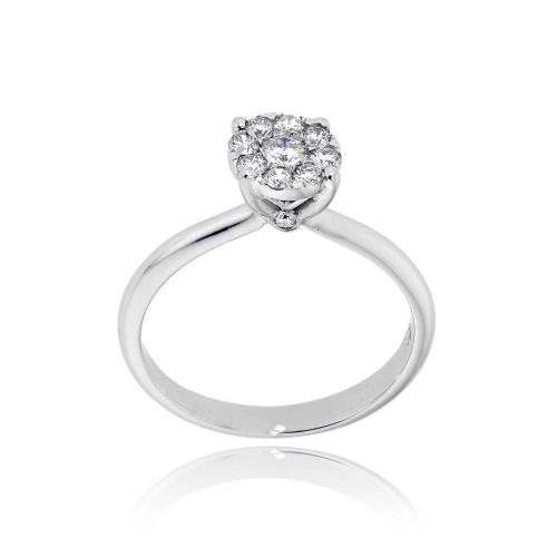 Μονόπετρο Δαχτυλίδι Ροζέτα από Λευκό Χρυσό Κ18 με Διαμάντια 034081