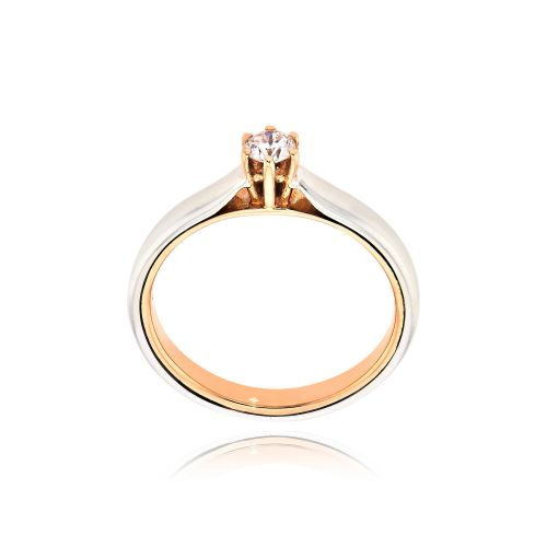Μονόπετρο Δαχτυλίδι από Λευκό και Ροζ Χρυσό Κ18 με Διαμάντι 034101