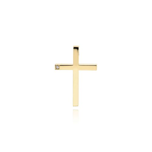 Σταυρός Βάπτισης για Κορίτσι από Κίτρινο Χρυσό Κ14 και Ζιργκόν 034832