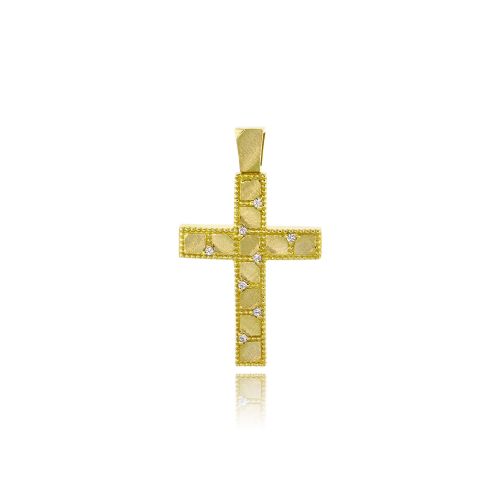 Σταυρός Βάπτισης Val΄Oro για Κορίτσι από Κίτρινο Χρυσό Κ14 και Ζιργκόν 034904