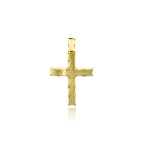 Σταυρός Βάπτισης Val΄Oro για Κορίτσι από Κίτρινο Χρυσό Κ14 και Ζιργκόν 034905