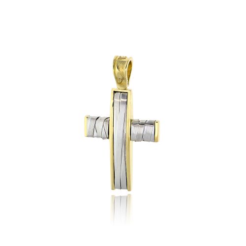 Σταυρός Βάπτισης για Αγόρι Val΄Oro από Δίχρωμο Χρυσό Κ14 035193
