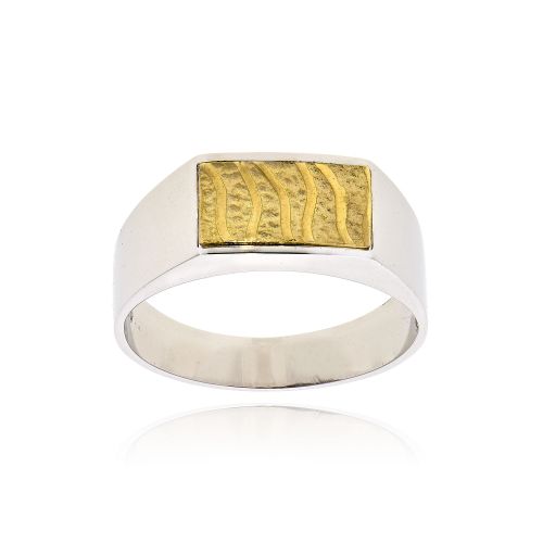 Δαχτυλίδι Ανδρικό Val΄Oro από Λευκό και Κίτρινο Χρυσό Κ14 035196