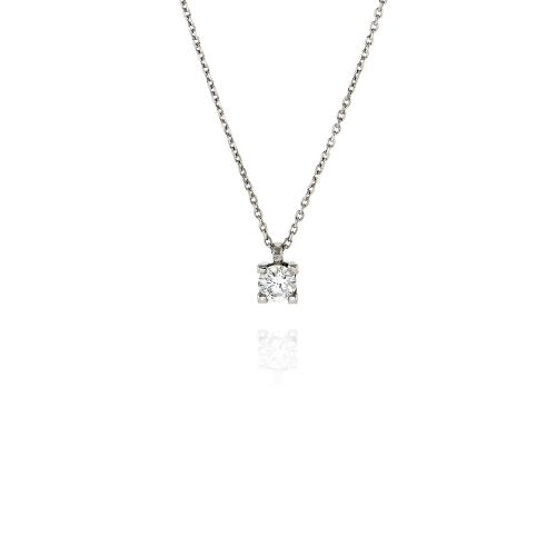 Μενταγιόν με Αλυσίδα από Λευκό Χρυσό Κ18 με Διαμάντι 035326