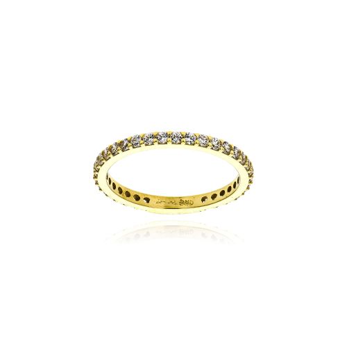 Δαχτυλίδι Σειρέ Ολόβερο από Κίτρινο Χρυσό Κ14 με Πέτρες Ζιργκόν 035998