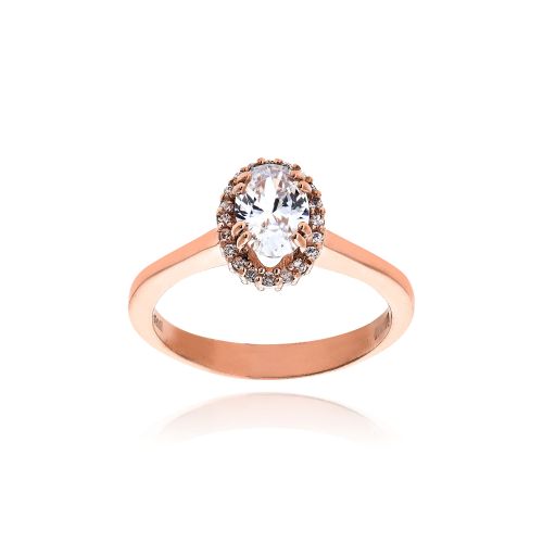 Δαχτυλίδι Ροζέτα από Ροζ Χρυσό Κ14 με Πέτρες Ζιργκόν 036008