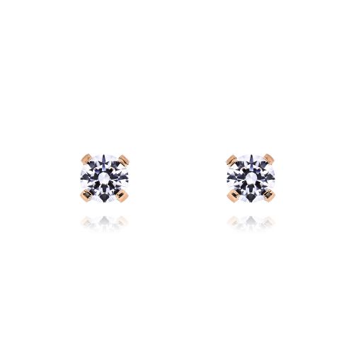 Μονόπετρα Σκουλαρίκια από Ροζ Χρυσό 14 Καρατίων με Πέτρες Ζιργκόν 036041