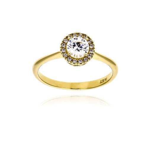 Δαχτυλίδι Ροζέτα από Κίτρινο Χρυσό Κ14 με Πέτρες Ζιργκόν 036105