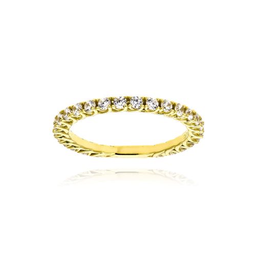 Σειρέ Δαχτυλίδι Ολόβερο από Κίτρινο Χρυσό Κ14 με Πέτρες Ζιργκόν 036210