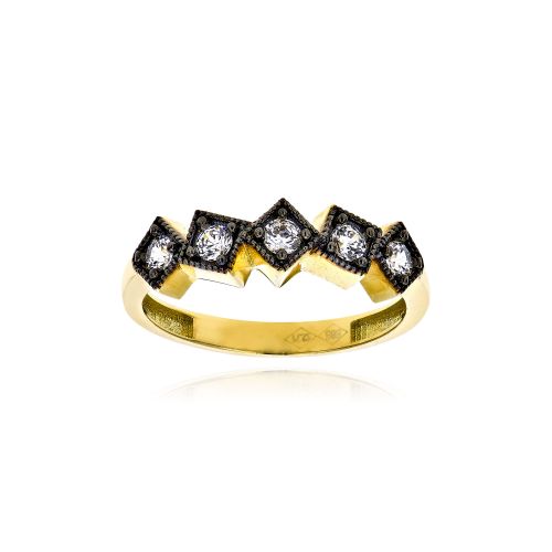Σειρέ Δαχτυλίδι από Κίτρινο Χρυσό Κ14 με Πέτρες Ζιργκόν 036241