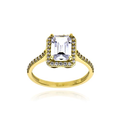 Δαχτυλίδι Ροζέτα από Κίτρινο Χρυσό Κ14 με Πέτρες Ζιργκόν 036242