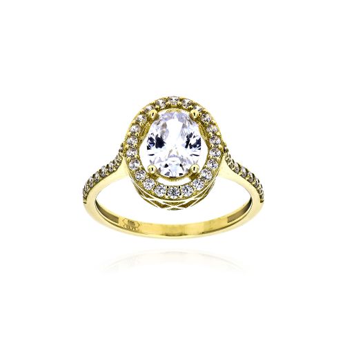 Δαχτυλίδι Ροζέτα από Κίτρινο Χρυσό Κ14 με Πέτρες Ζιργκόν 036243