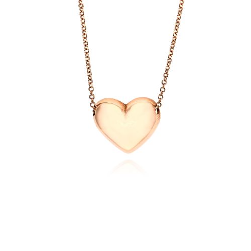 Μενταγιόν Καρδιά με Αλυσίδα από Ροζ Χρυσό Κ14 036361