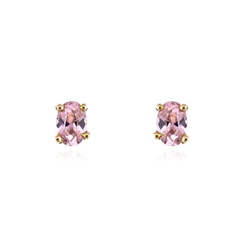 Μονόπετρα Σκουλαρίκια από Ροζ Χρυσό 14 Καρατίων με Πέτρες Ζιργκόν 036437