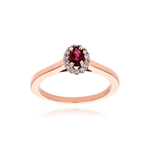 Δαχτυλίδι Ροζέτα Val΄Oro από Ροζ Χρυσό Κ18 με Διαμάντια και Ρουμπίνι 036534