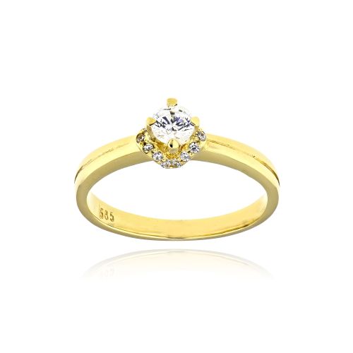 Μονόπετρο Δαχτυλίδι Val΄Oro από Κίτρινο Χρυσό Κ14 με Πέτρες Ζιργκόν 036650