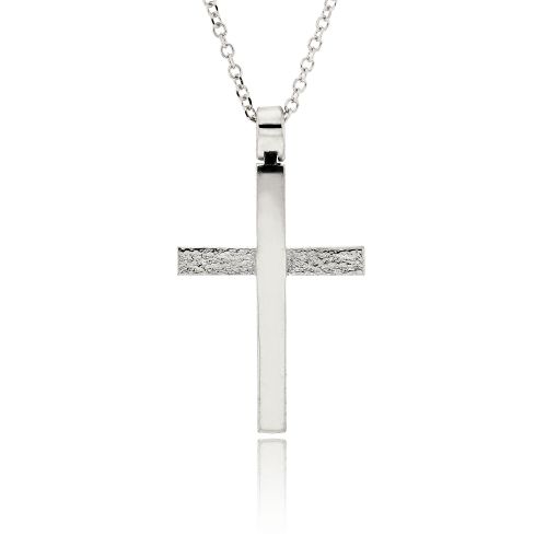 Σταυρός Βάπτισης με Αλυσίδα για Αγόρι από Λευκό Χρυσό Κ14 036707