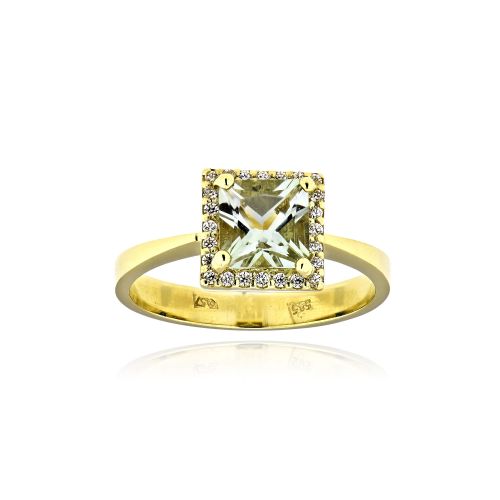 Δαχτυλίδι Ροζέτα από Κίτρινο Χρυσό Κ14 με Χαλαζία και Πέτρες Ζιργκόν 036713