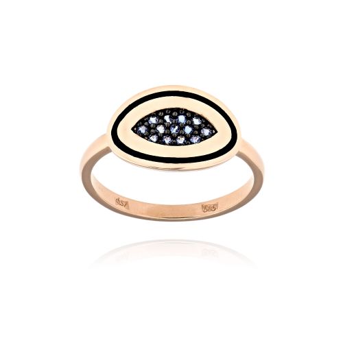 Δαχτυλίδι από Ροζ & Μαύρο Χρυσό Κ14 με Πέτρες Ζιργκόν 036718
